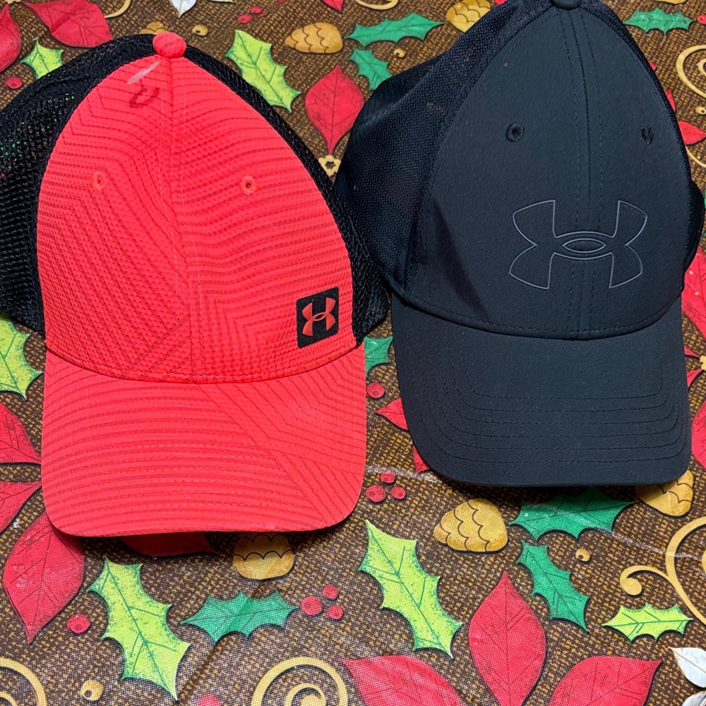Under Armour Red and Black Mesh Caps Qty 2